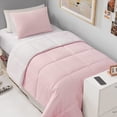 thumbnail image 1 of The Sheet Lab Reversible Box Stitch Comforter Set, 2-Piece Twin/Twin XL – Light Pink/White, 1 of 9