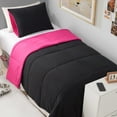thumbnail image 1 of The Sheet Lab Reversible Box Stitch Comforter Set, 3-Piece King – Hot Pink/Black, 1 of 9