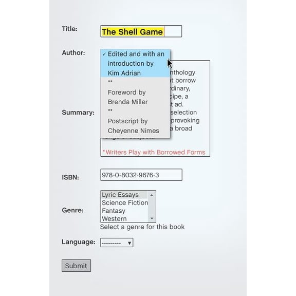The Shell Game: Writers Play with Borrowed Forms, (Paperback)