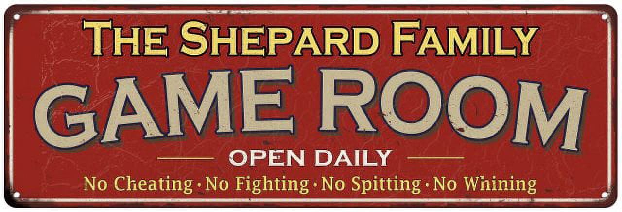 The Shepard Family Gift Red Game Room Metal 6x18 Sign 206180038792 ...