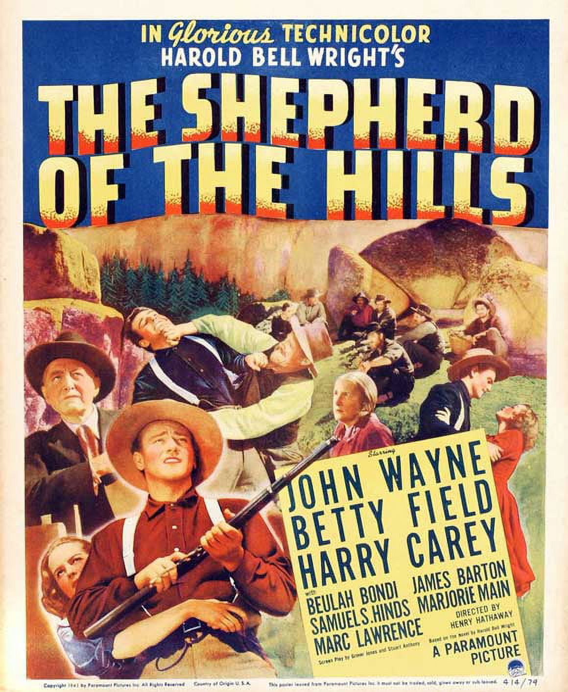 The Shepherd of the Hills Poster Movie C 27 x 40 In - 69cm x 102cm John Wayne Betty Field Harry Carey Beulah Bondi James Barton