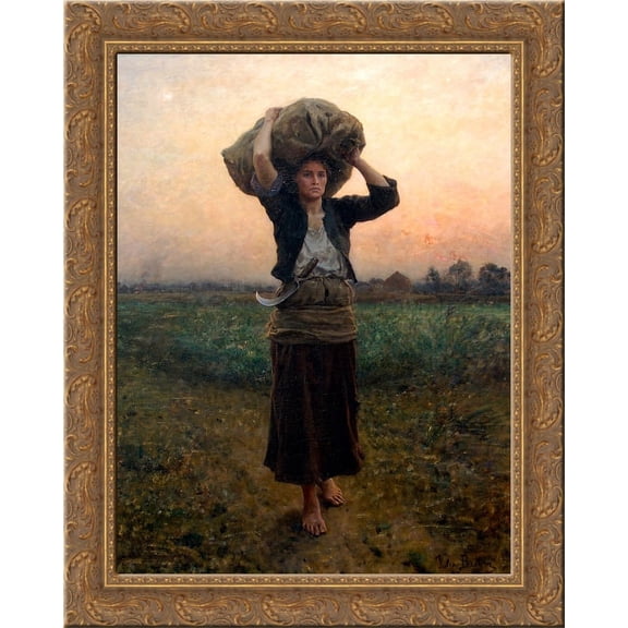 The Shepherd's Star 24x20 Gold Ornate Wood Framed Canvas Art by Jules Breton