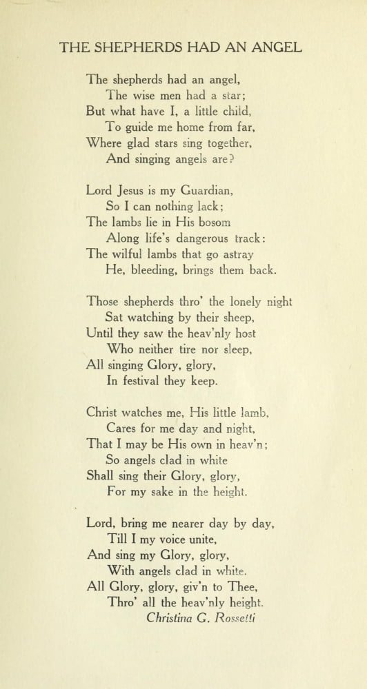 The Shepherds had an Angel Christmas in Poetry 1922 Canvas Art - Christina x-Rossetti (18 x 24)