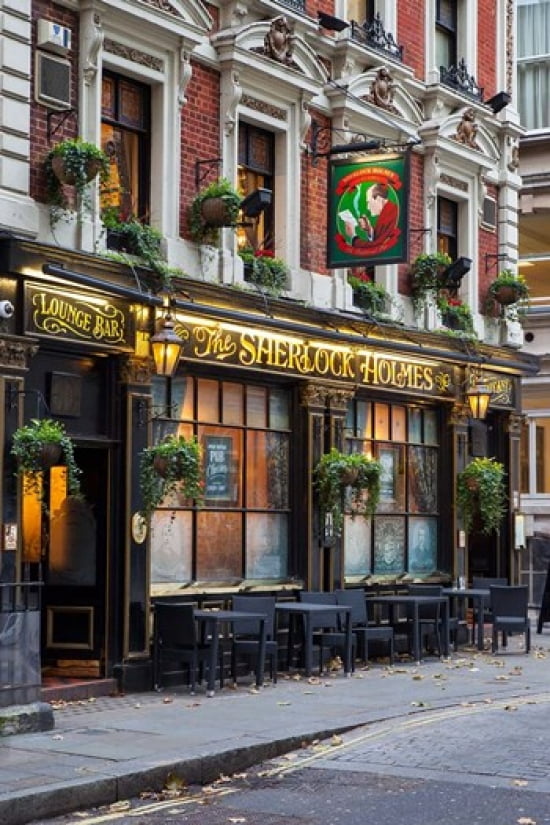 The Sherlock Holmes Pub Trafalgar London England Canvas Art - Brian Jannsen DanitaDelimont (25 x 38)