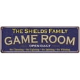 thumbnail image 1 of The Shields Family Blue Game Room Metal 6x18 Sign 106180037756, 1 of 1