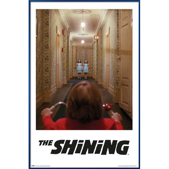 The Shining - Framed Movie Poster (The Twins - Come Play With Us) (Size: 24" X 36") (Metallic Blue Plastic Frame)