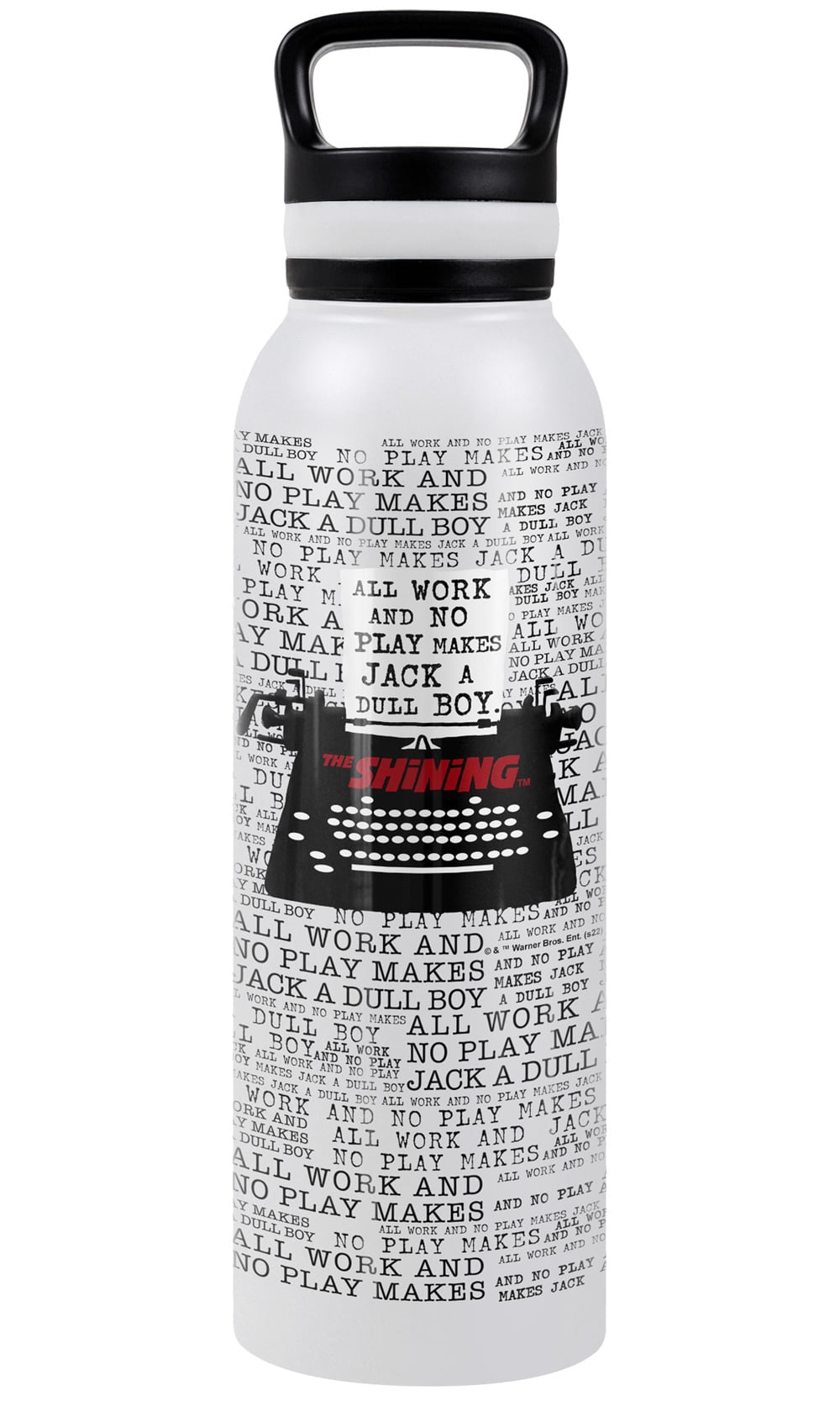 The Shining Official All Work No Play 24 oz Insulated Canteen Water Bottle, Leak Resistant, Vacuum Insulated Stainless Steel with Loop Cap
