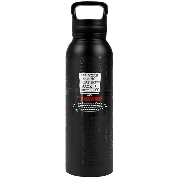 The Shining Official All Work No Play 24 oz Insulated Canteen Water Bottle, Leak Resistant, Vacuum Insulated Stainless Steel with Loop Cap