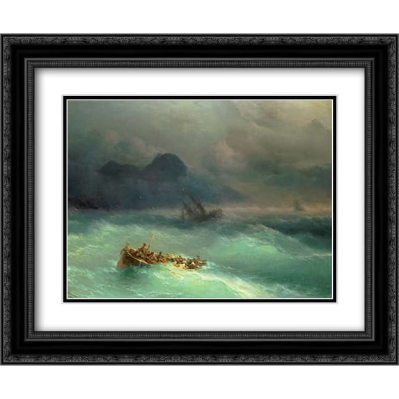 The Shipwreck 2x Matted 24x20 Black Ornate Framed Art Print by Aivasowsky, Ivan Konstantinovich