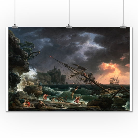 The Shipwreck - Masterpiece Classic - Artist: Claude-Joseph Vernet c. 1772 (24x36 Giclee Gallery Print, Wall Decor Travel Poster)