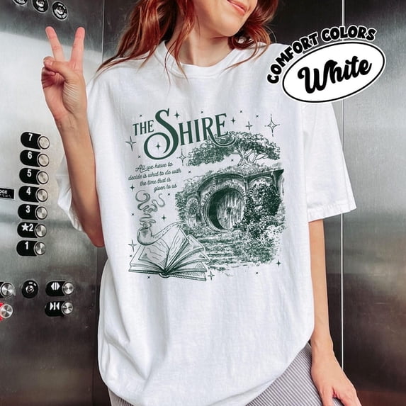 The Shire LOTR Comfort Colors T-Shirt, Fantasy Book Lover Shirt, Funny Second Breakfast Tee,White Color,Size XL