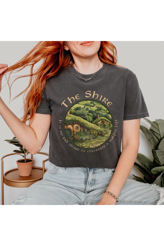 The Shire Lotr T-Shirt, Distressed Fantasy Merch, Hobbit Poster Shirt, Bilbo Baggins Fan, Frodo Aragon Elven, Hobbit Lovers, Lord Of The Rings