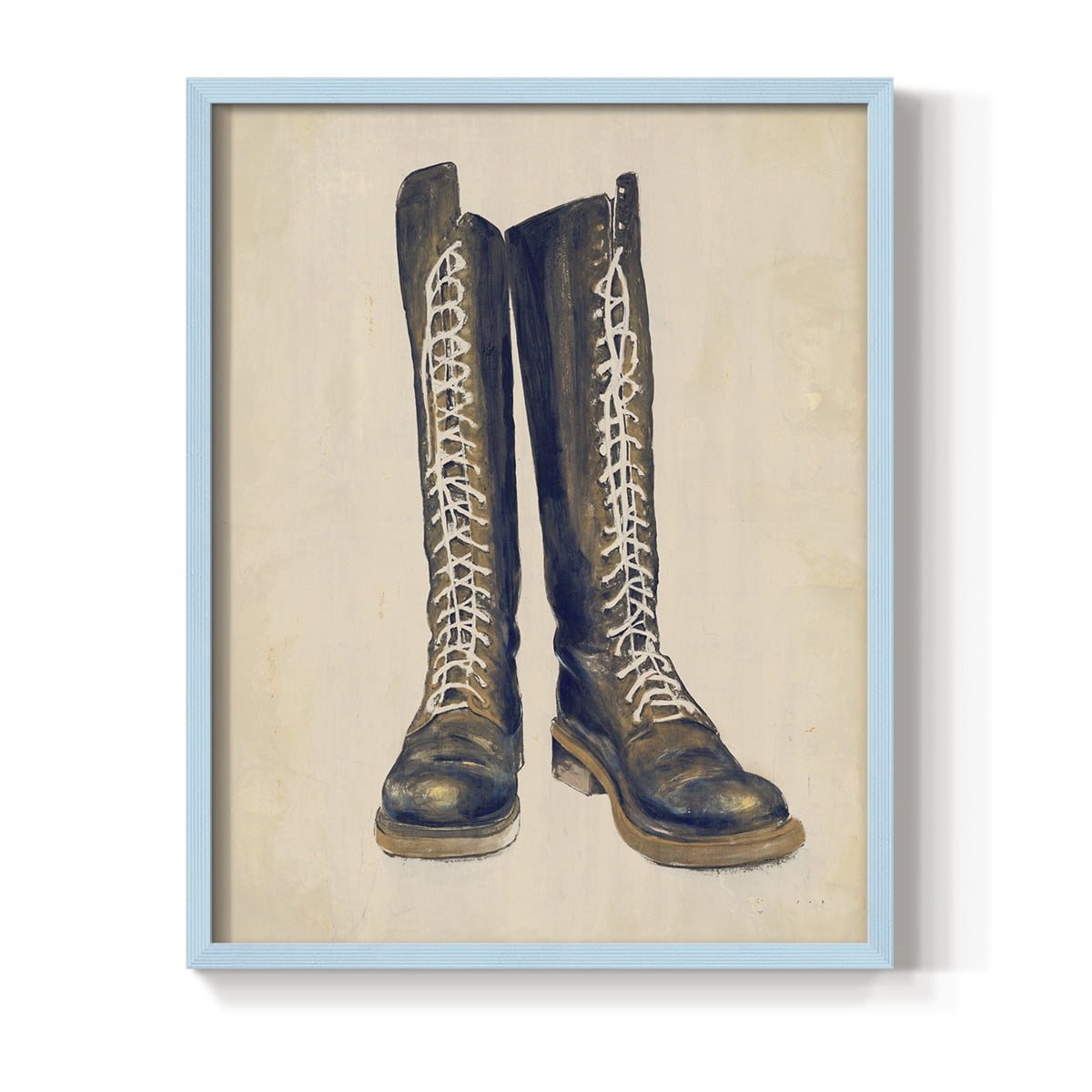 The Shoe Fits III V1 Framed Print in Blue Solid Wood Framed Print No Nail Hanging