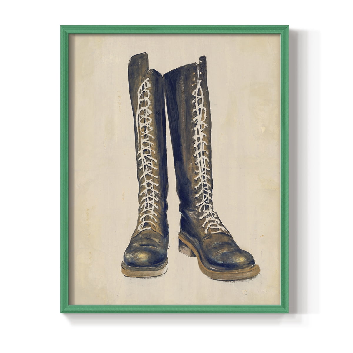 The Shoe Fits III V1 Framed Print in Green Solid Wood Framed Print No Nail Hanging