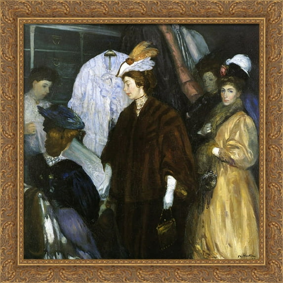 The Shoppers 28x28 Large Gold Ornate Wood Framed Canvas Art by William James Glackens