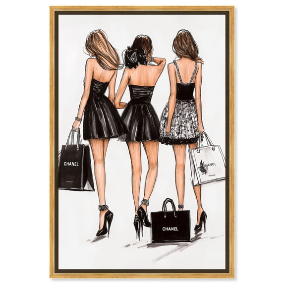 The Shopping Muse I Canvas Glam Illustration Art by Art Remedy, Gold Frame, 16" x 24"