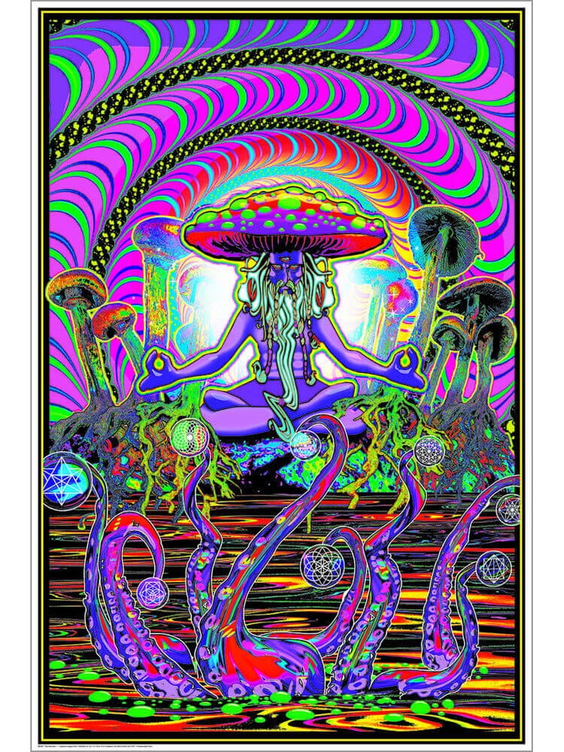 The Shroomer UV Blacklight Trippy Poster, Fluorescent Glow