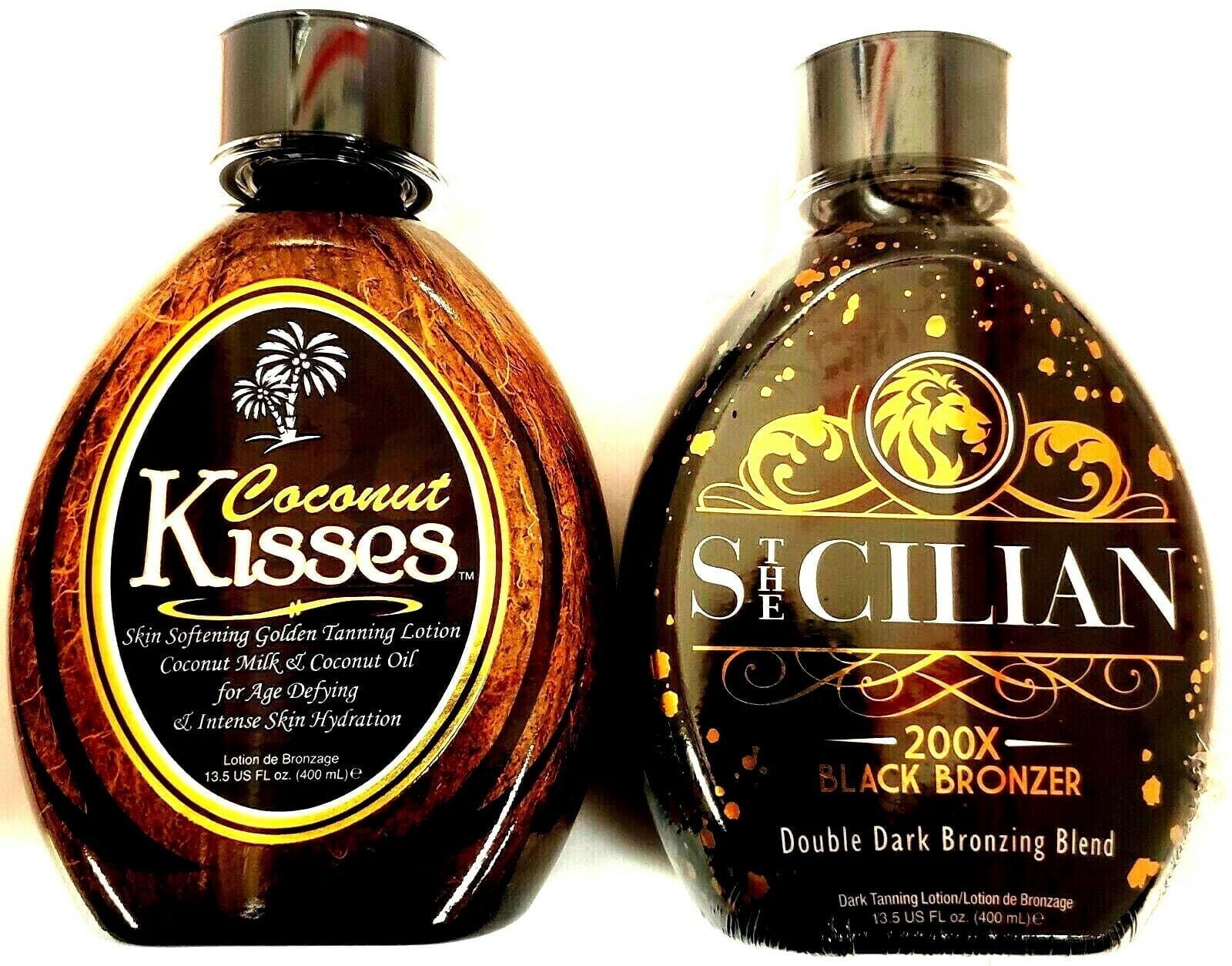 The Sicilian 200x Double Dark Black Bronzing Self Tanner & Coconut Kisses Tanning Lotion