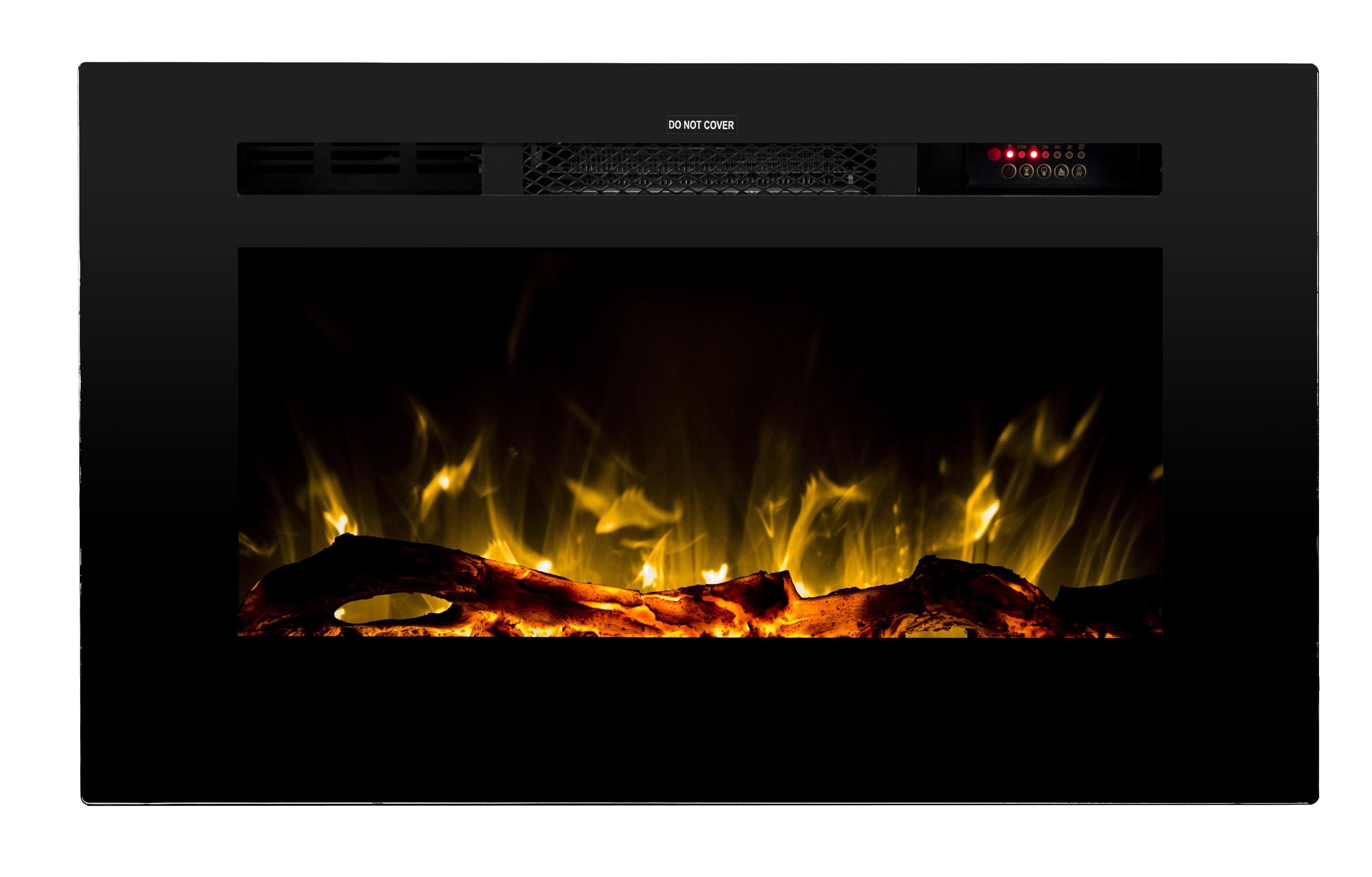 Sideline 28-Inch Black Glass Wall-Mount Electric Fireplace