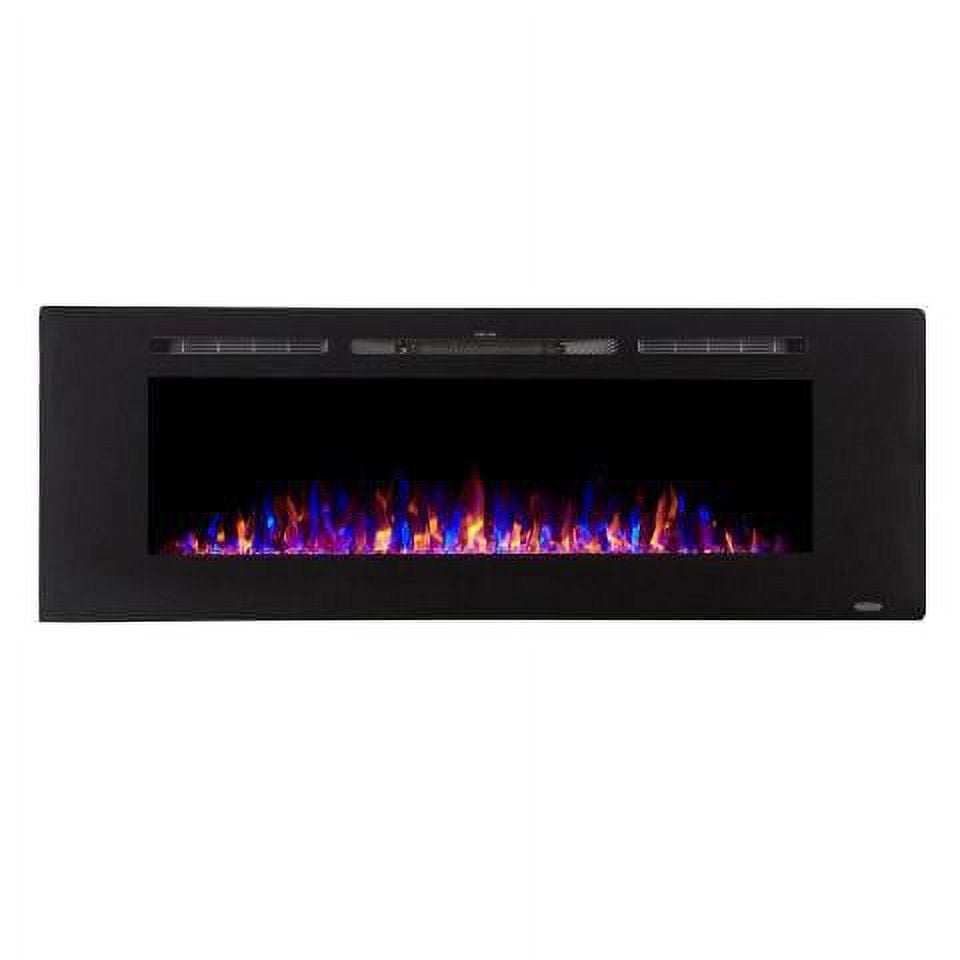 Sideline 60" Black Recessed Electric Fireplace with Realistic Flames