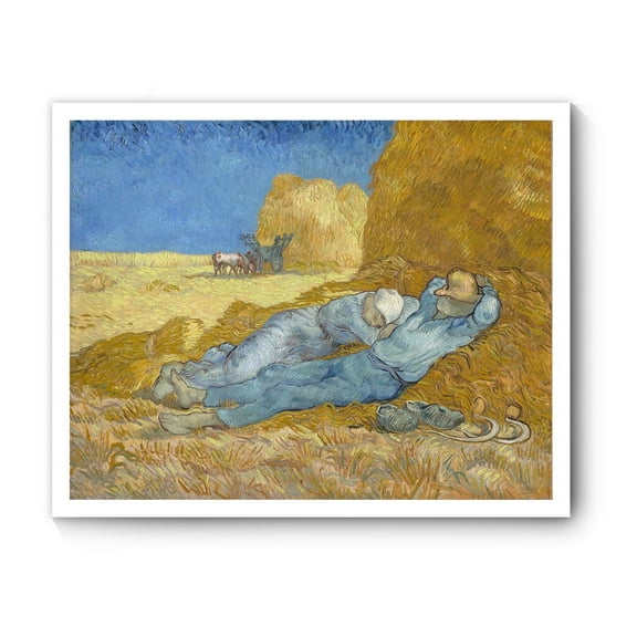 The Siesta Canvas Prints of Vincent Van Gogh, Famous Oil Paintings Reproduction, Framed Rustic Wall Art, 8" X 10"
