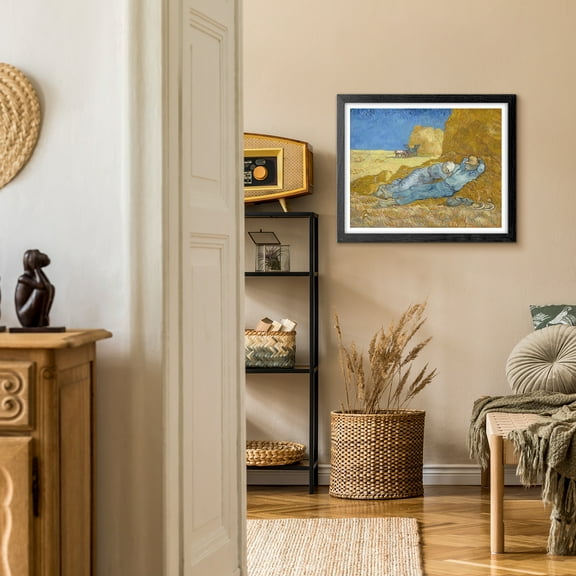 The Siesta Canvas Prints of Vincent Van Gogh, Famous Oil Paintings Reproduction, Framed Rustic Wall Art, 8" X 10"