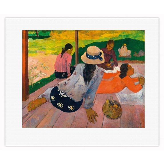 The Siesta - Tahitian Women - From an Original Color Painting by Paul Gauguin c.1892 - Fine Art Rolled Canvas Print 16in x 20in