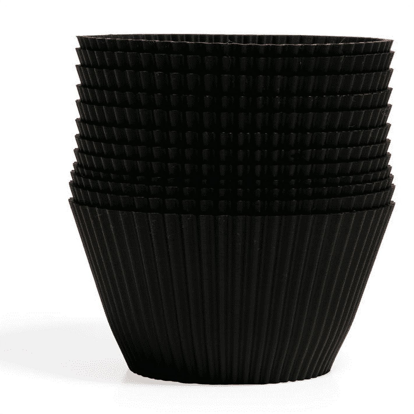 Jumbo Matte Black Non-Toxic Silicone Baking Cups, Pack of 12