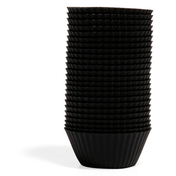 The Silicone Kitchen Reusable Silicone Baking Cup, Non-Toxic, BPA Free, Dishwasher Safe, Mini, Pack of 24, Matte Black