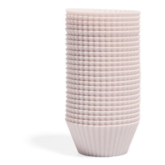 The Silicone Kitchen Reusable Silicone Baking Cups, Non-Toxic, BPA Free, Dishwasher Safe, Mini, 24 Pack, Designer White