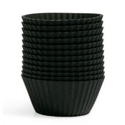 The Silicone Kitchen Reusable Silicone Baking Cups, Non-Toxic, BPA Free, Dishwasher Safe, Regular, Matte Black, 12 Pack