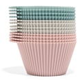 thumbnail image 1 of The Silicone Kitchen Reusable Silicone Baking Cups Silicone Muffin Liners for Cupcakes, BPA Free, Jumbo, 12 Pack, Pink Gray Blue, 1 of 12