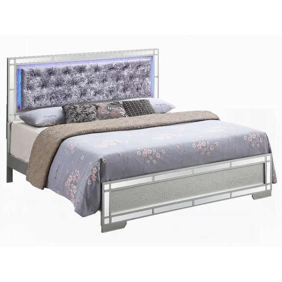The Silver Champagne Glam Full Bed Has 57"H x 57"W x 79"D Dimensions Quick Setup with Assembly, Spacious Design for Relaxation