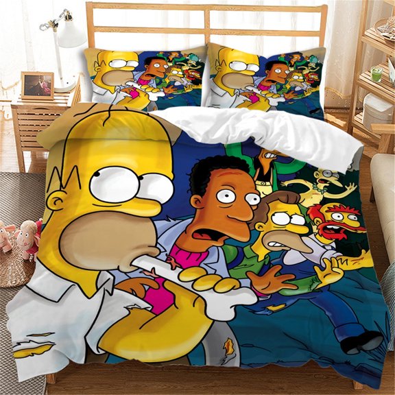 The Simp-sons Duvet Cover Set with Zipper Closure Lightweight Bedding Set 3pcs Soft Breathable Quilt Cover for Bedroom