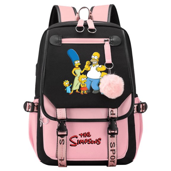 The Simp_sons School Backpack with USB Charging Port-Multifunctional Travel Bag Lightweight Causal Daypack for Students