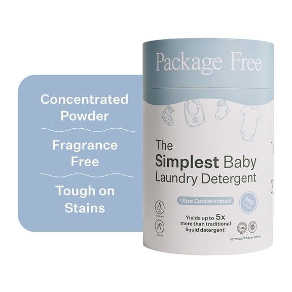 Package Free The Simplest Baby Laundry Detergent Powder, Unscented, 140 Load