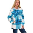 thumbnail image 1 of The Simply Fashion Women's Fleece Solid Hoodie Plaid Sweatshirt with Pockets DeepSky,Large, 1 of 3