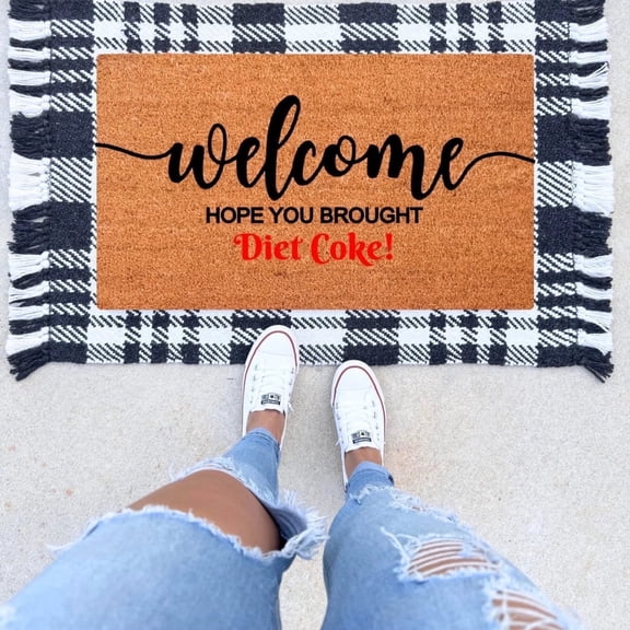 The Simply Rustic Barn - Welcome, Hope You brought Diet Coke Doormat