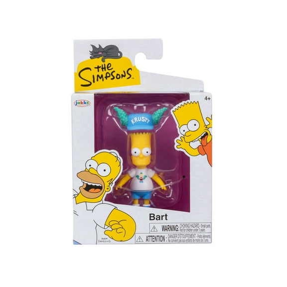 The Simpsons 2.5 inch Tall Scaled Collectible Bart with Krusty the Clown Hat Action Figure for Child Ages 4+