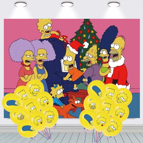 The Simpsons Backdrop Banner Balloons Party Decorations Supplies Taspestry Wall Decor Background Poster