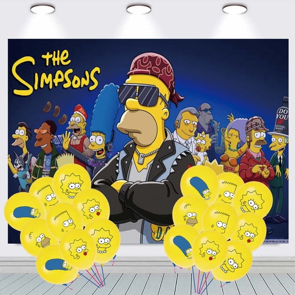 The Simpsons Balloons Party Supplies Taspestry Poster Banner Backdrop Background Birthday Wall Decor