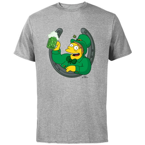 The Simpsons Barney Lucky Horseshoe St. Patrick's Day - Short Sleeve Cotton T-Shirt for Adults - Customized-Athletic Heather