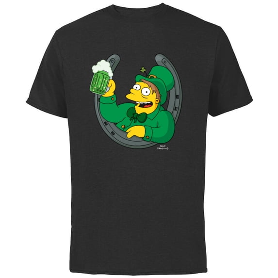 The Simpsons Barney Lucky Horseshoe St. Patrick's Day - Short Sleeve Cotton T-Shirt for Adults - Customized-Black