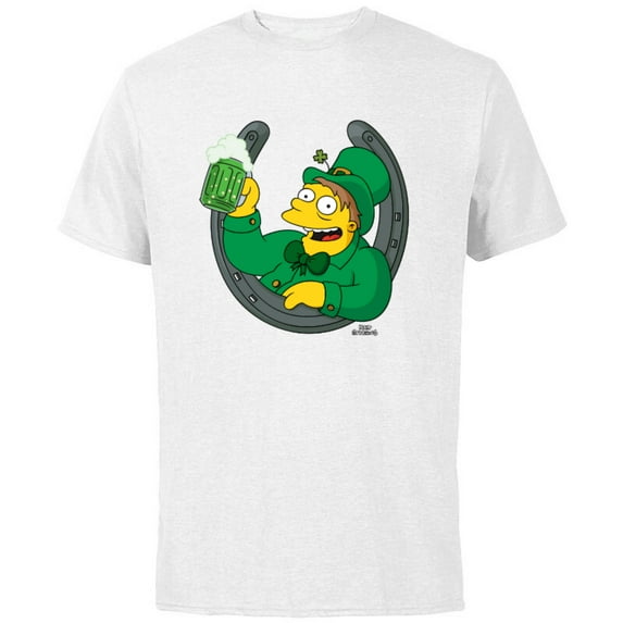 The Simpsons Barney Lucky Horseshoe St. Patrick's Day - Short Sleeve Cotton T-Shirt for Adults - Customized-White