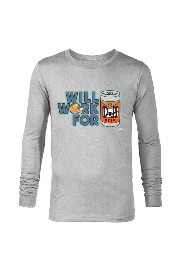 Barney Will Work For Duff Beer - Long Sleeve T-Shirt for Men – Customized-Athletic Heather