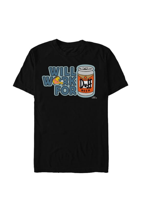 Barney Will Work For Duff Beer - Short Sleeve Blended T-Shirt for Adults – Customized-Black