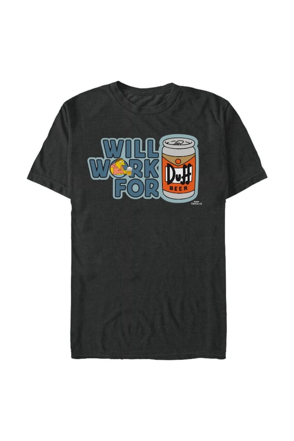 Barney Will Work For Duff Beer - Short Sleeve Blended T-Shirt for Adults – Customized-Dark Heather