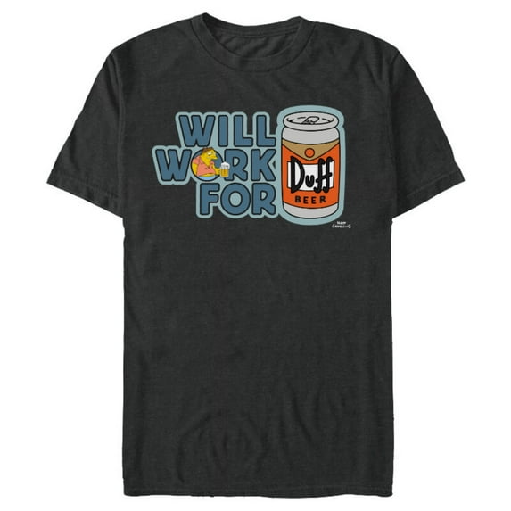 The Simpsons Barney Will Work For Duff Beer - Short Sleeve Blended T-Shirt for Adults – Customized-Dark Heather