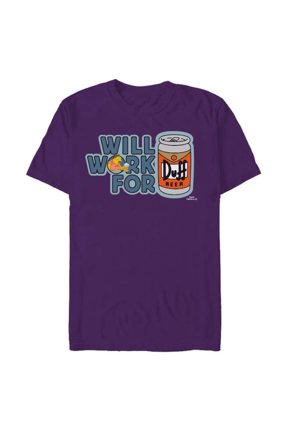 Barney Will Work For Duff Beer - Short Sleeve Blended T-Shirt for Adults – Customized-Purple