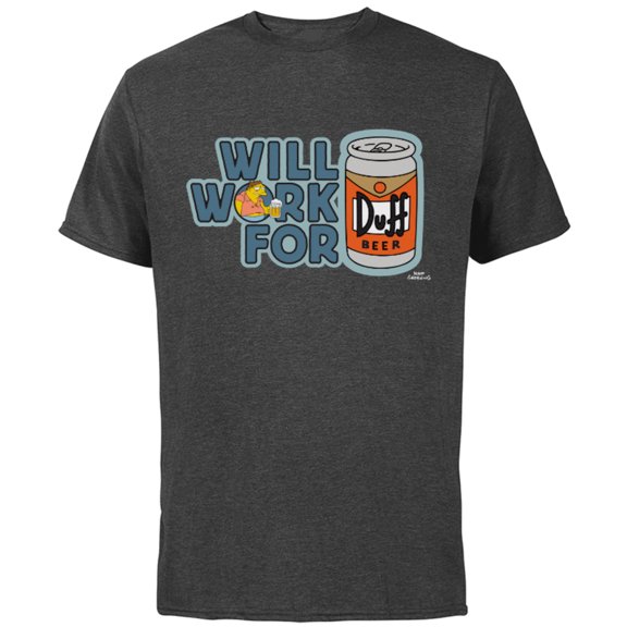 The Simpsons Barney Will Work For Duff Beer - Short Sleeve Cotton T-Shirt for Adults - Customized-Charcoal